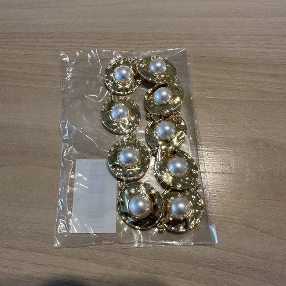 NWT Frasier Sterling Athens Necklace Chocker Gold Plated Faux Pearls - Picture 4 of 7